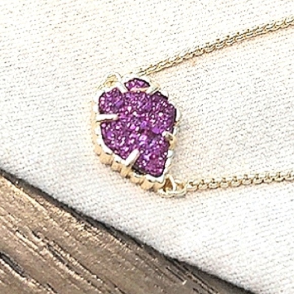 🎉HP🎉 NEW Kendra Scott Theo Adjustable Chain Bracelet in Fuchsia Drusy - Picture 6 of 9